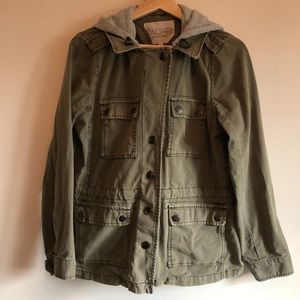 Army green field jacket with hood